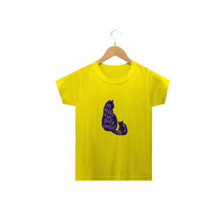 Nome do produto Camiseta Classic Infantil Estampa Gato Frase My Mother is My Body Guard for Real - Minha mãe é minha guarda-costas de verdade