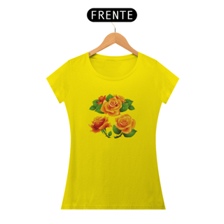 Nome do produto Camiseta BabyLook com Estampa Flor Rosa Alaranjada