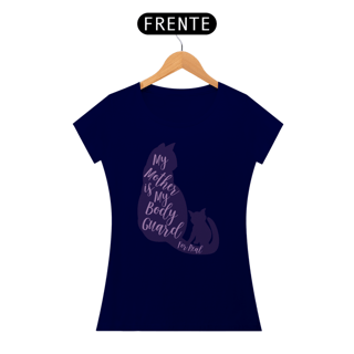 Nome do produto Camiseta Baby Long Quality Estampa Gato - Frase My mother is my body guard for real