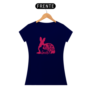 Nome do produto Camiseta Baby Long Quality Estampa Coelho Love com Flores