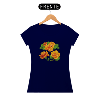 Nome do produto Camiseta BabyLook com Estampa Flor Rosa Alaranjada