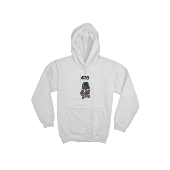Blusa Moletom Canguru Lord Darth Vader Cartoon Motoqueiro Star Wars Estampado com Touca e Bolso