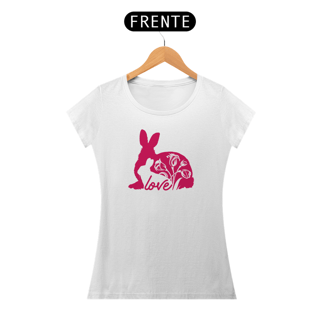 Nome do produto Camiseta Baby Long Quality Estampa Coelho Love com Flores