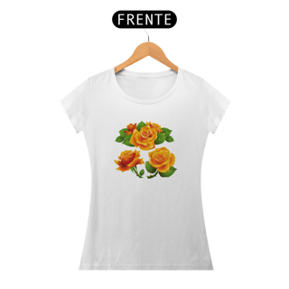 Nome do produto Camiseta BabyLook com Estampa Flor Rosa Alaranjada