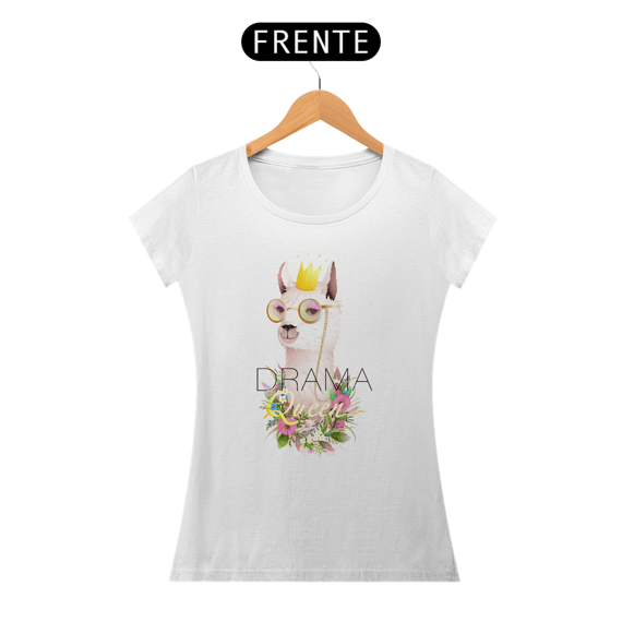 Camiseta Babylook com Estampa Llama Drama Queen - Lhama Rainha Dramática
