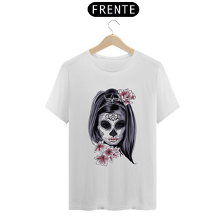 Nome do produto Camiseta Caveira Mexicana Sexy Rosto de Mulher Estampada Desenho Estampa Quality 
