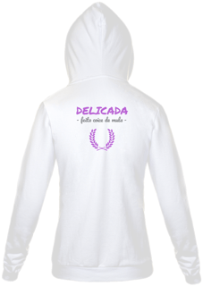 Nome do produto Jaqueta Moletom Feminino Estampa Frase - DELICADA feito coice de mula 