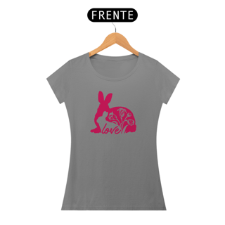 Nome do produto Camiseta Baby Long Quality Estampa Coelho Love com Flores