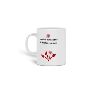 Nome do produto Caneca Cerâmica Estampa Frase - Aquieta minha alma, o senhor está aqui