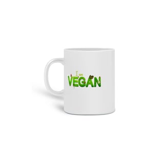 Nome do produto Caneca Cerâmica Sou Vegano Estampa Frase I am VEGAN