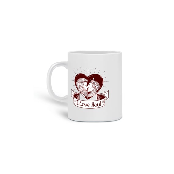 Caneca Cerâmica Estampa I Love You