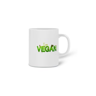 Nome do produto Caneca Cerâmica Sou Vegano Estampa Frase I am VEGAN