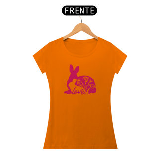 Nome do produto Camiseta Baby Long Quality Estampa Coelho Love com Flores