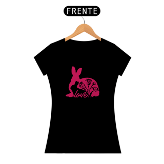 Nome do produto Camiseta Baby Long Quality Estampa Coelho Love com Flores