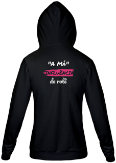 Nome do produto Jaqueta Moletom Feminino Estampa Frase - A Má Influência do rolê