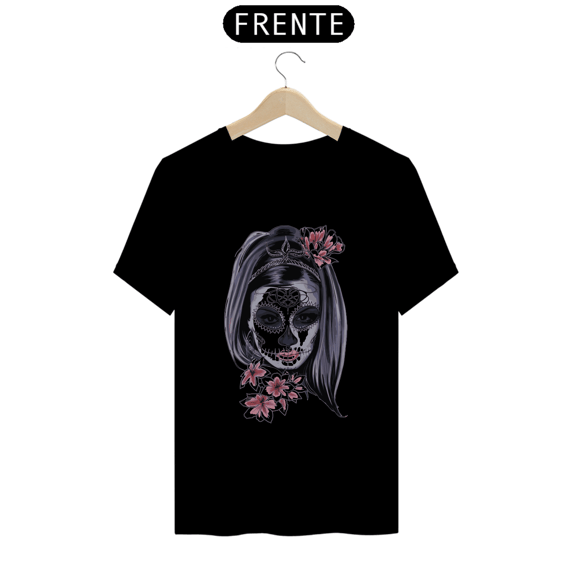 Camiseta Caveira Mexicana Sexy Rosto de Mulher Estampada Desenho Estampa Quality 