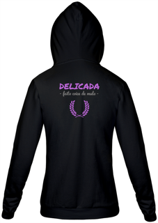 Nome do produto Jaqueta Moletom Feminino Estampa Frase - DELICADA feito coice de mula 
