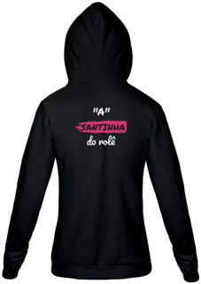 Nome do produto Jaqueta Moletom Feminino Estampa Frase - A Santinha do rolê 
