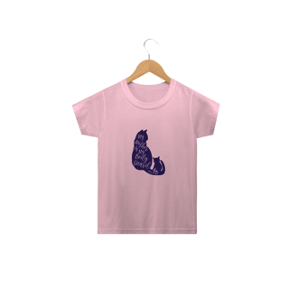 Nome do produto Camiseta Classic Infantil Estampa Gato Frase My Mother is My Body Guard for Real - Minha mãe é minha guarda-costas de verdade