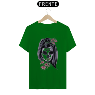 Nome do produto Camiseta Caveira Mexicana Sexy Rosto de Mulher Estampada Desenho Estampa Quality 