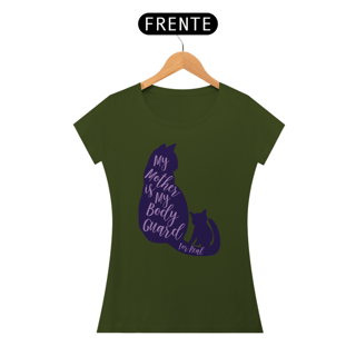 Nome do produto Camiseta Baby Long Quality Estampa Gato - Frase My mother is my body guard for real