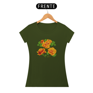 Nome do produto Camiseta BabyLook com Estampa Flor Rosa Alaranjada