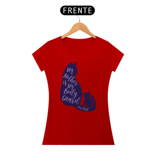 Nome do produto Camiseta Baby Long Quality Estampa Gato - Frase My mother is my body guard for real