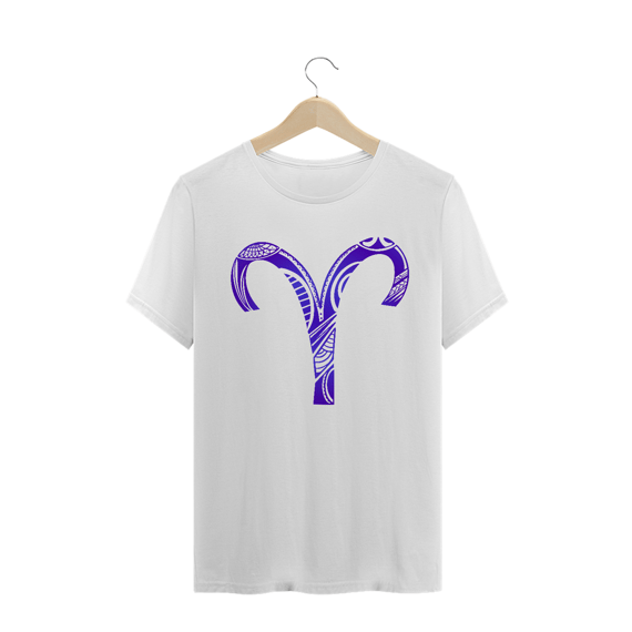CAMISETA MASC/UNISSEX BRANCA - SÍMBOLO SIGNO ÁRIES