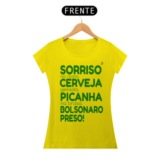 Nome do produto T-shirt Baby Look Bolsonaro Preso!
