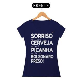 Nome do produto T-shirt Baby Look Bolsonaro Preso!