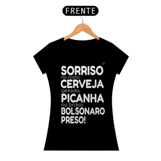 Nome do produto T-shirt Baby Look Bolsonaro Preso!