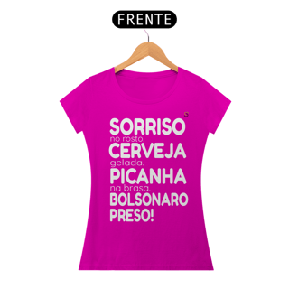 Nome do produto T-shirt Baby Look Bolsonaro Preso!
