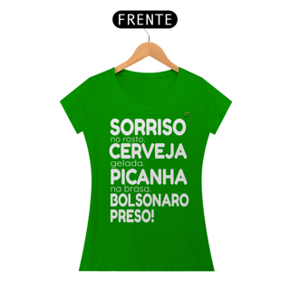 Nome do produto T-shirt Baby Look Bolsonaro Preso!