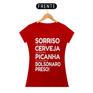 Nome do produto T-shirt Baby Look Bolsonaro Preso!