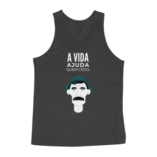 Camiseta Regata Preta A Vida Ajuda Quem Cedo Madruga