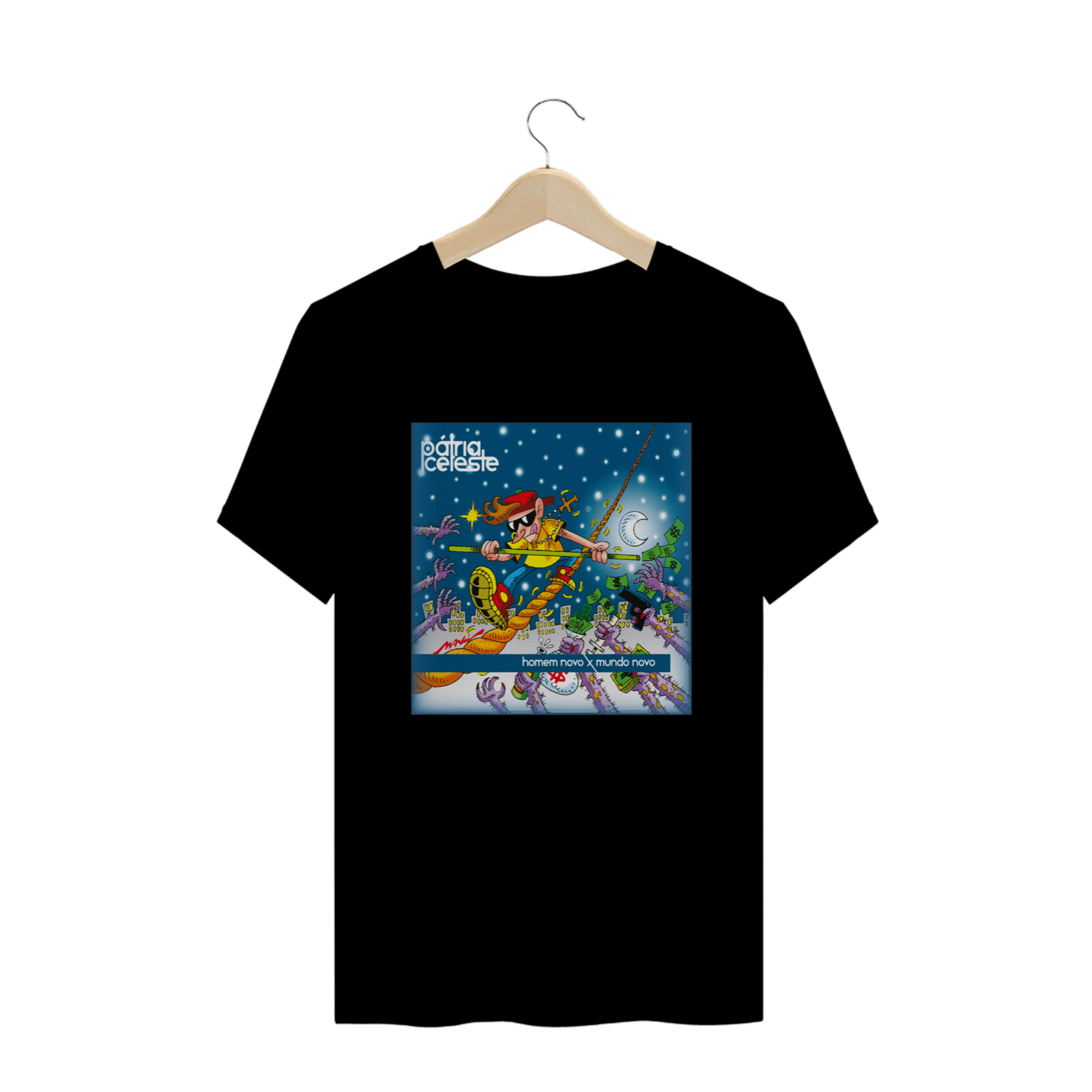 Camiseta Pátria Celeste Homem Novo x Mundo Novo