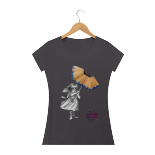 Nome do produtoMenina e o Guarda Chuva! Camisa Feminina Estonada