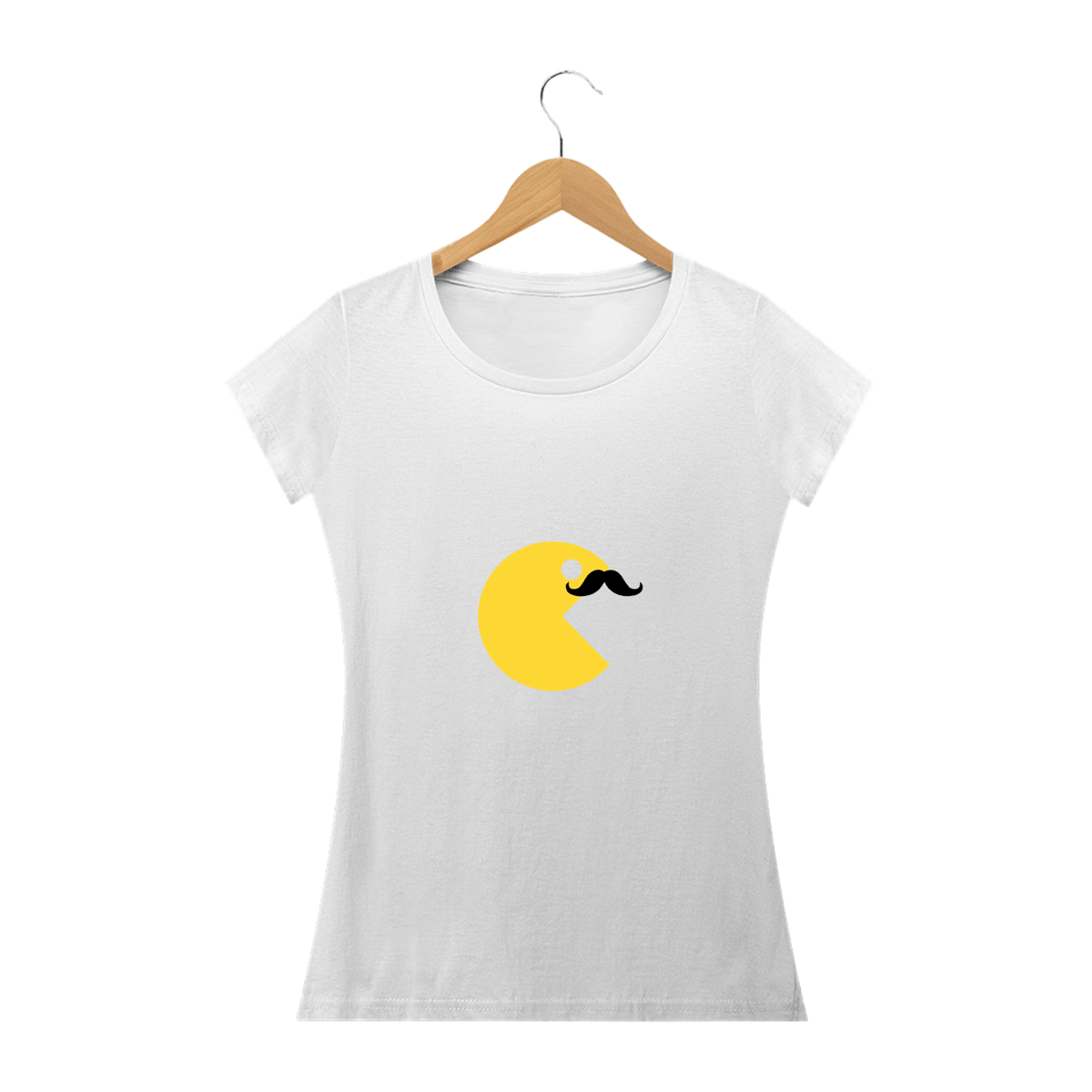 Nome do produto: Camiseta Pac Man Bigode Feminina