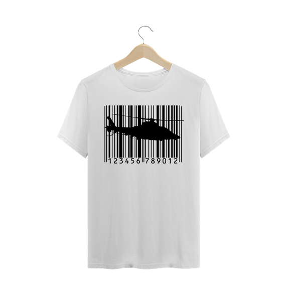 Camisa - Helicóptero código de barras branca
