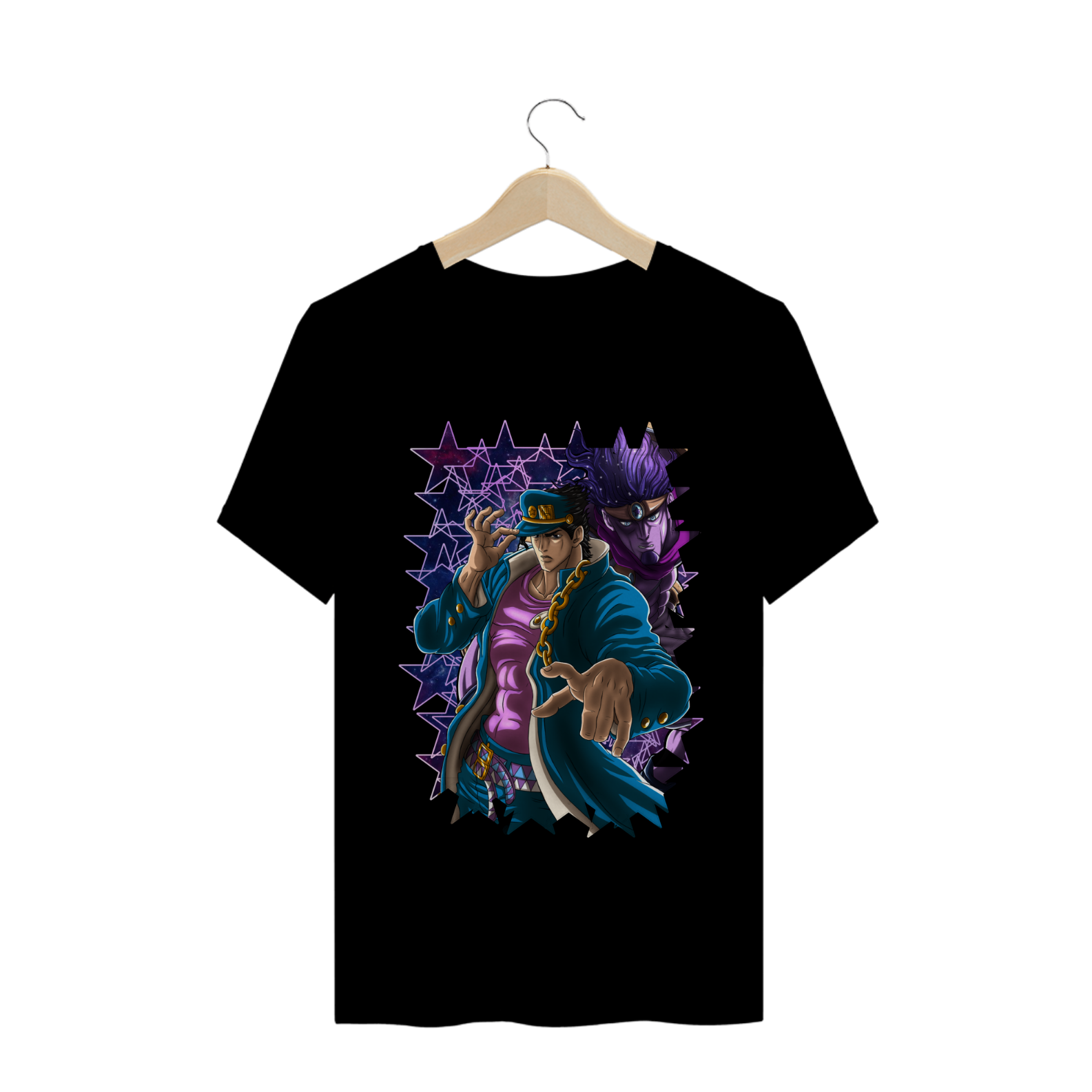 Camiseta Jotaro e Star Platinum - Camisa JoJo's bizarre Adventure