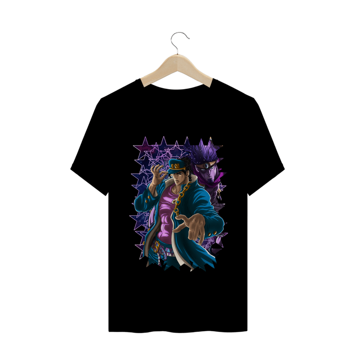 Nome do produto: Camiseta Jotaro e Star Platinum - Camisa JoJo\'s bizarre Adventure