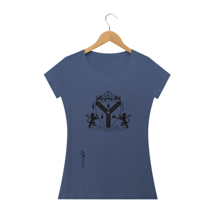 Nome do produtoCamiseta fem baby long envelhecida com Brasão de Löwenttur negro