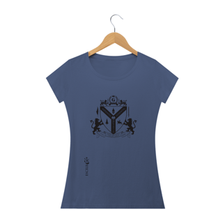 Nome do produto Camiseta fem baby long envelhecida com Brasão de Löwenttur negro
