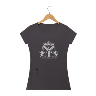 Nome do produtoCamiseta fem baby long envelhecida Brasão de Löwenttur Branco