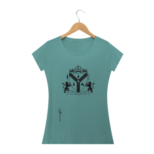 Nome do produtoCamiseta fem baby long envelhecida com Brasão de Löwenttur negro