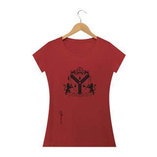 Nome do produto Camiseta fem baby long envelhecida com Brasão de Löwenttur negro
