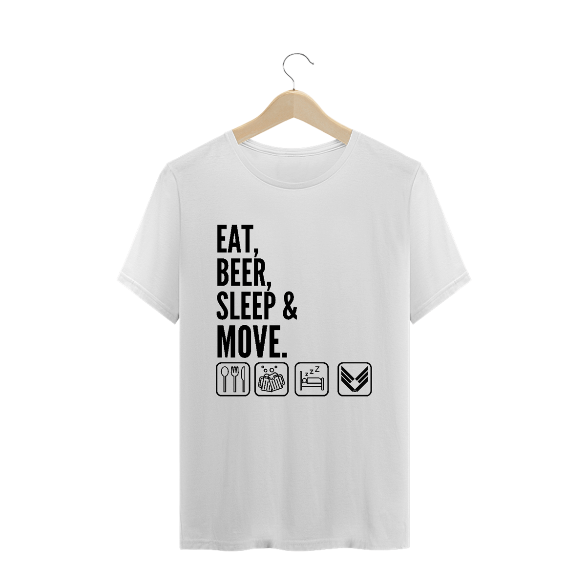 Nome do produto: Camiseta Premium Eat,drink & Move Branca