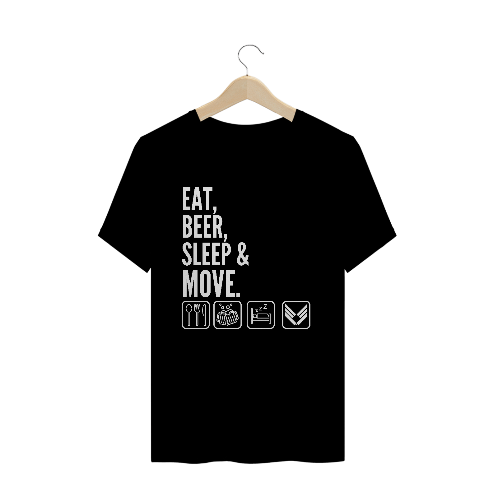 Camiseta Premium Eat, Beer & Move preta