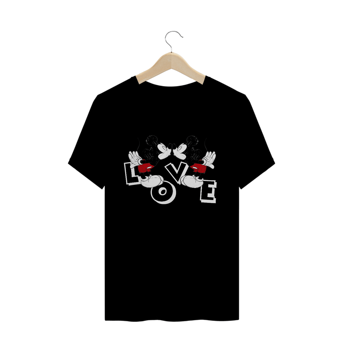 Nome do produto: T-Shirt Mickey & Mickey Namorados LOVE (Preta)