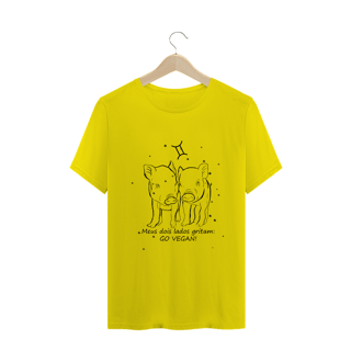 Nome do produto Camiseta Unissex | Gêmeos | Meus dois lados gritam: GO VEGAN! | P&B